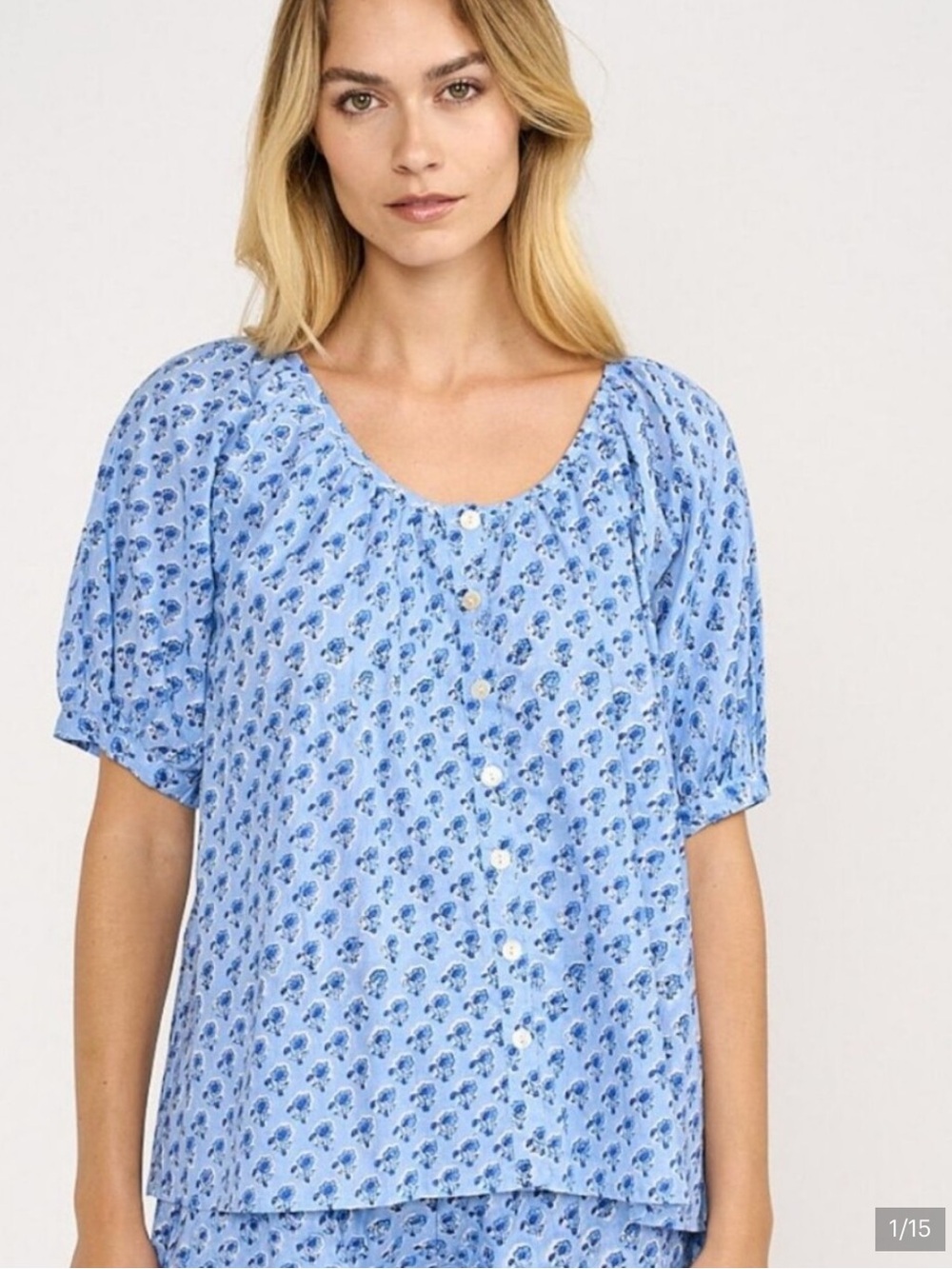 Marea by Liz Joy Everly Top Blue Atlantic Daisy Print in XL